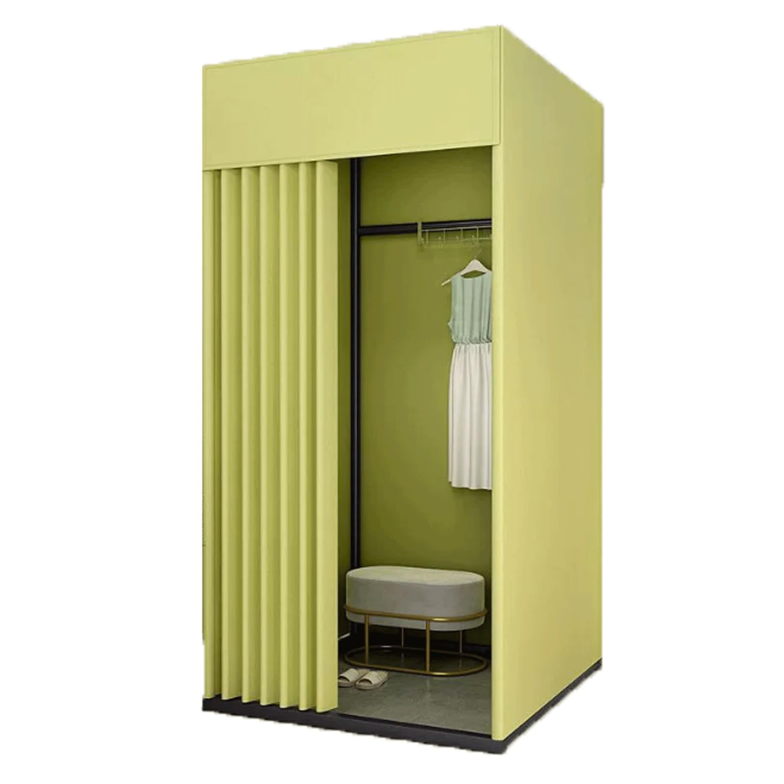Tienda de campaña portátil de privacidad, vestuario plegable con cortina opaca, marco resistente y hebillas colgantes para uso en exteriores (verde claro, 100 x 80 x 200 cm), ideal para acampar y