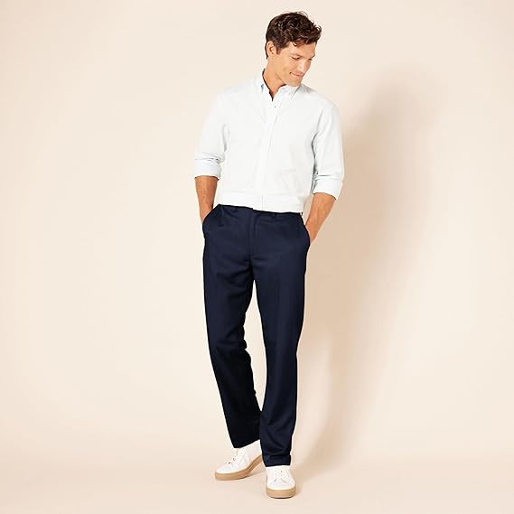 Amazon Essentials Men's Classic-Fit Expandable-Waist Flat-Front Dress Pant