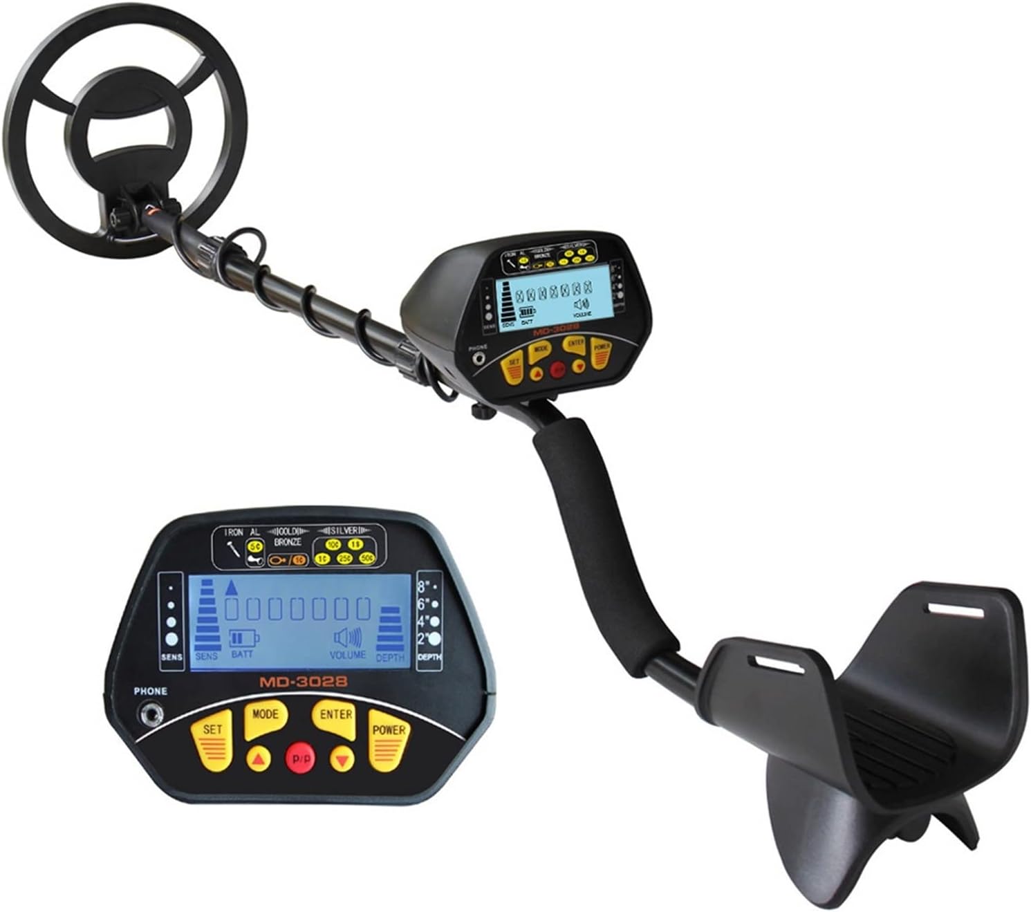 Metal Detector, MD-3028 Specialized Metal Detector Used for Long-Range Pipeline and Iron Detection and Recovery More Precision (MD3028Yellow)