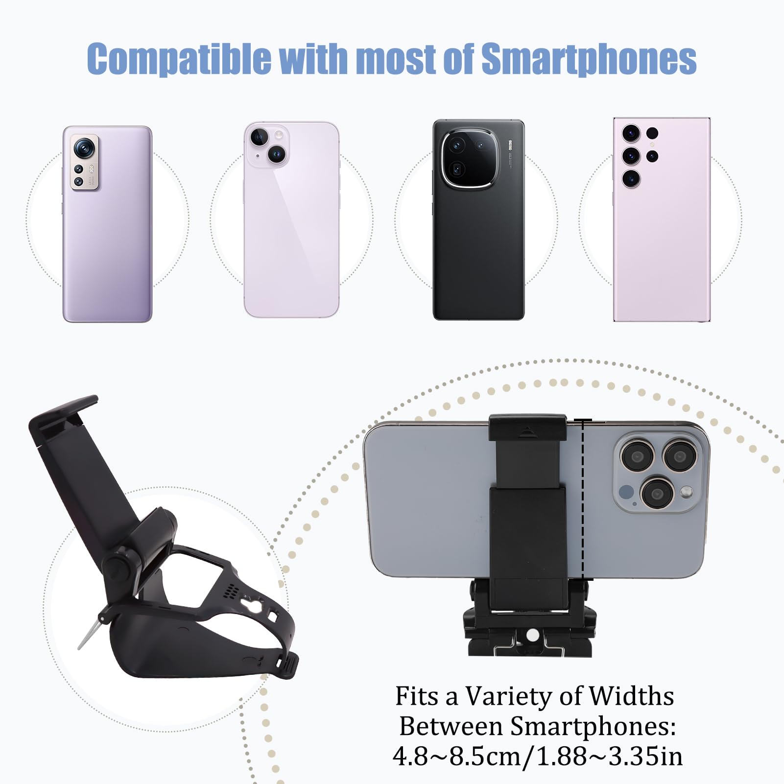 Yewseas Accesorio Clip de Juego Compatible con Mandos, compatible con controlador, Soporte para Teléfono para compatible con Controlador Negro, Clip Ajustable para, Soporte Plegable para Móvil