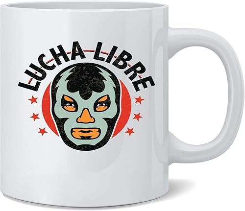 Poster Foundry Lucha Libre - Taza de café de cerámica retro luchadora mexicana de lucha libre, taza de té, regalo novedoso, 12 onzas