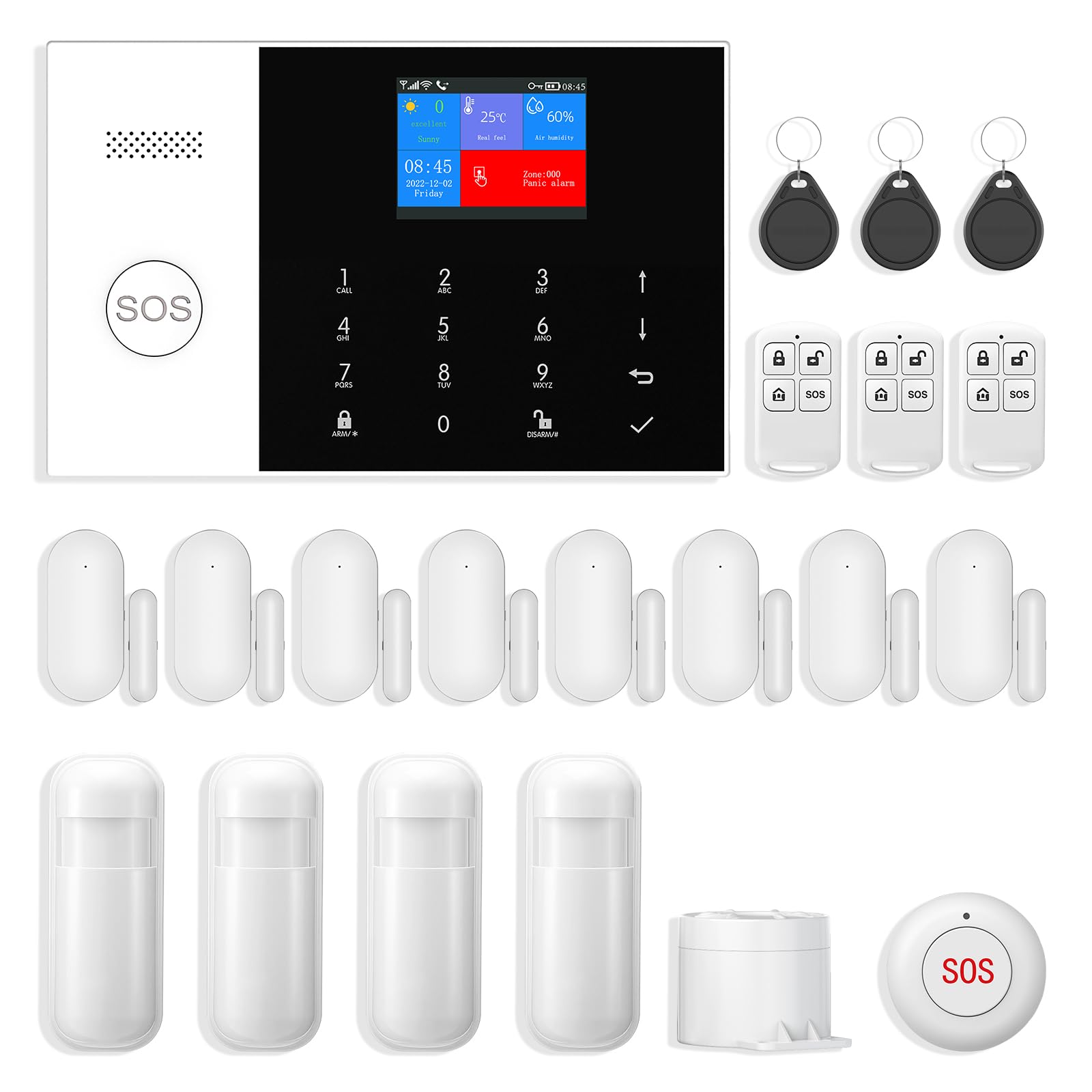 gsm/WiFi Wireless Home Alarm, 21 Units WiFi Home Alarm System with App, 120dB Siren, Door and Window Sensor, Motion Detector, Remote Control