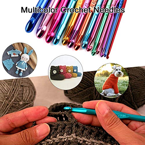 Luxbon Crochet Hooks Set 14Pcs Multicolor Aluminum Handle Knitting Needles Crochet Needles Craft Yarn 2-10mm #4