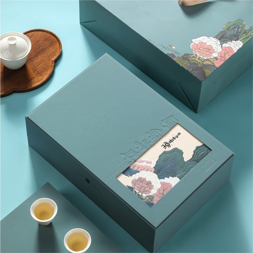Juego De Té Lata Redonda, Recipiente for almacenar té a Granel, Tarro Sellado for Cocina, Juego de té Chino Retro, Caja de Regalo de Doble Lata Tarro para Guardar Té(C)