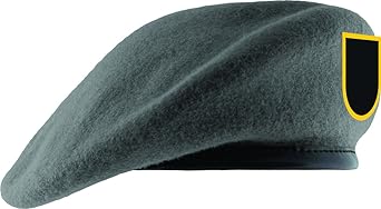 Gray Unlined Beret with Leather Sweatband and JROTC Flash
