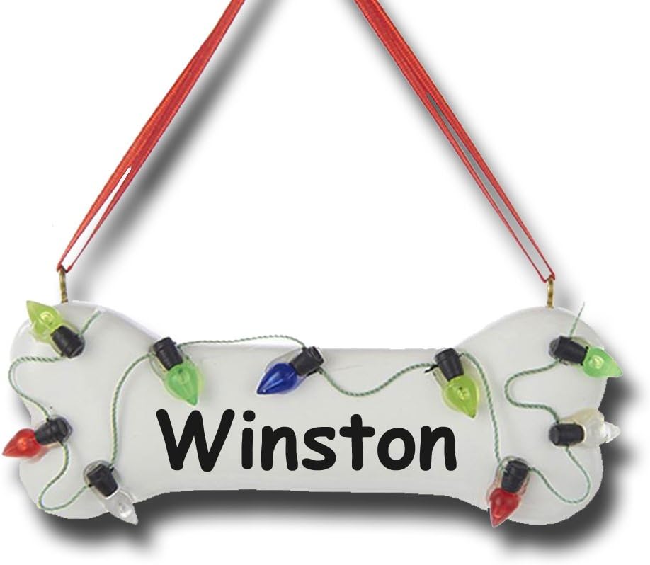 Personalized Dog Bone Christmas Tree Ornament with Colorful