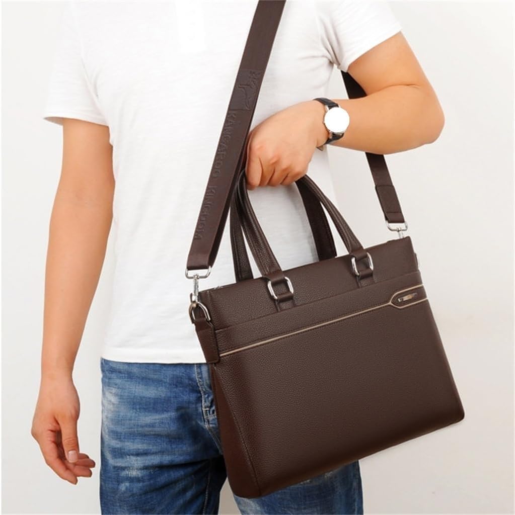 Men's Handbag Soft Leather Large Capacity Casual Cowhide Business Shoulder Crossbody Bag