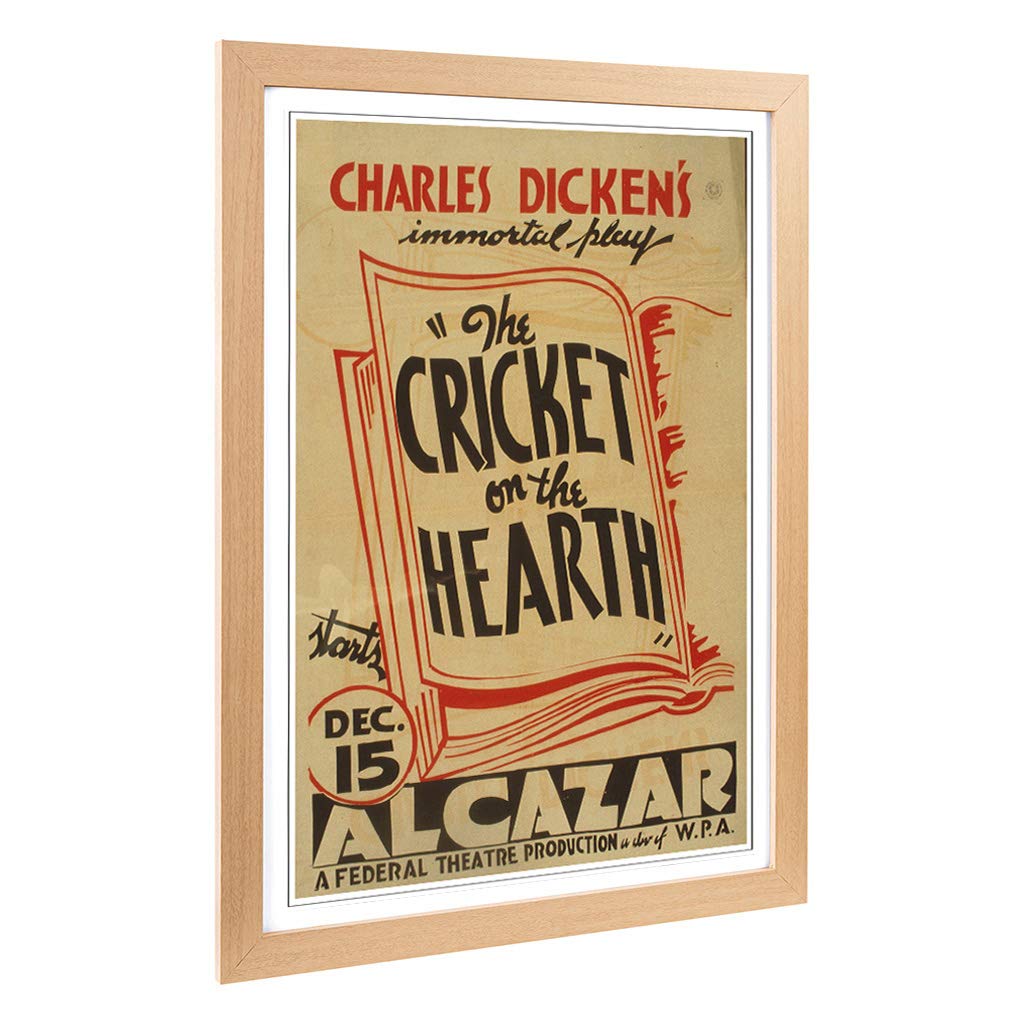Big Box Art Framed Print of Vintage WPA Poster Cricket on The Hearth Design | Wall Art Picture | Home Decor for Kitchen, Living Room, Bedroom, Hallway, Oak, A2 / 24.5x18 Inch / 62x45cm