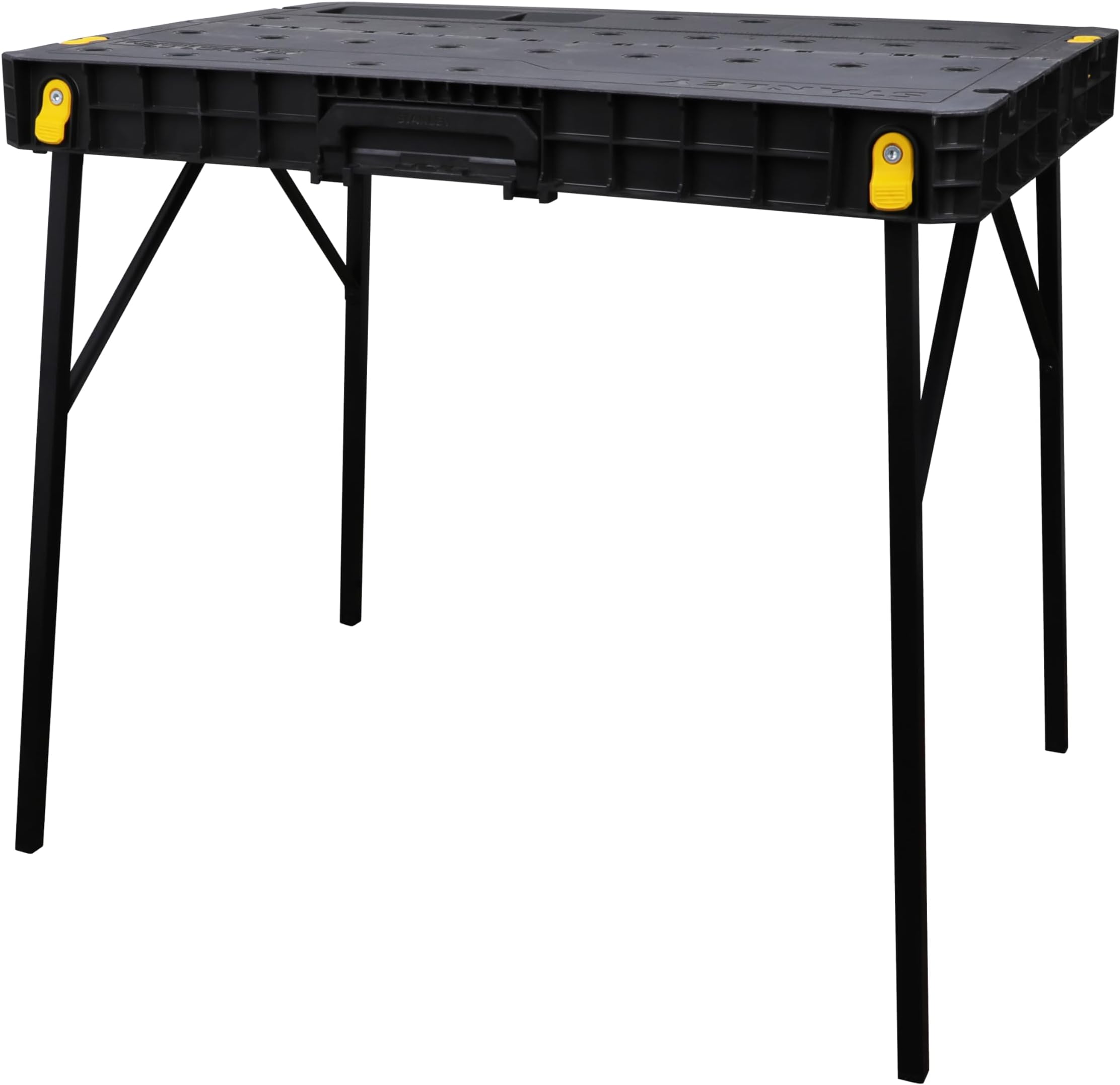 STST83492-1 6.7 Kg Essential Workbench with 320 Kg Load Capacity with Foldable Worktop for Easy Transport & Storage for Home, DIY & Professional Use, YELLOW & BLACK (Made in Israel)