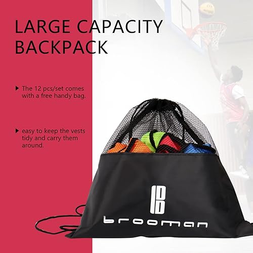 Miniatura 5 de brooman Scrimmage - Chaleco de entrenamiento para niños, jóvenes y adultos, camiseta de práctica de fútbol atlético (12 y 24 unidades)