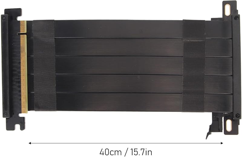 ASHATA PCIe 4.0 X16 Riser Kábel, 40cm Fekete, Rugalmas VGA Hosszabbító, 180° GPU Grafikus Kártya Adapter, RTX 4000 és RX 7000 Sorozattal Kom
