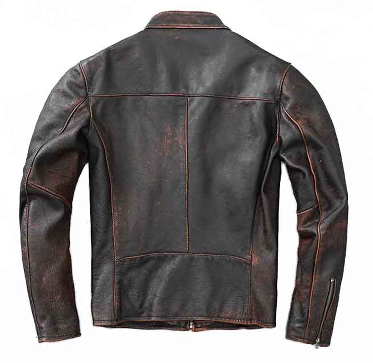 Chaqueta de piel auténtica negra envejecida para hombre