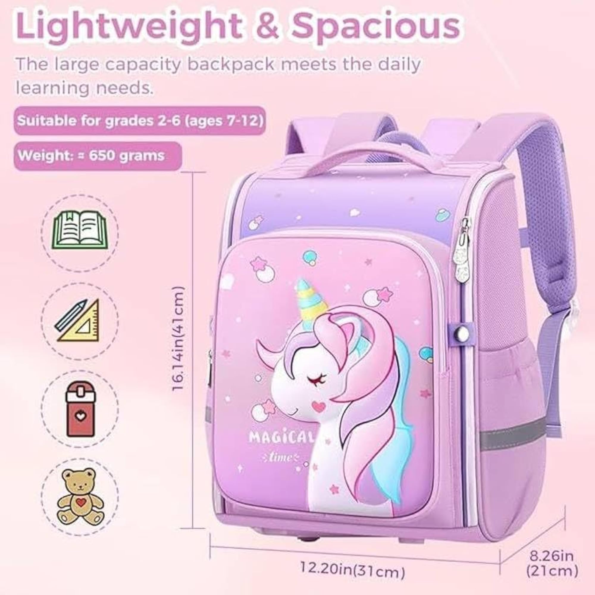 Water-Resistant Unicorn Backpack for Kids