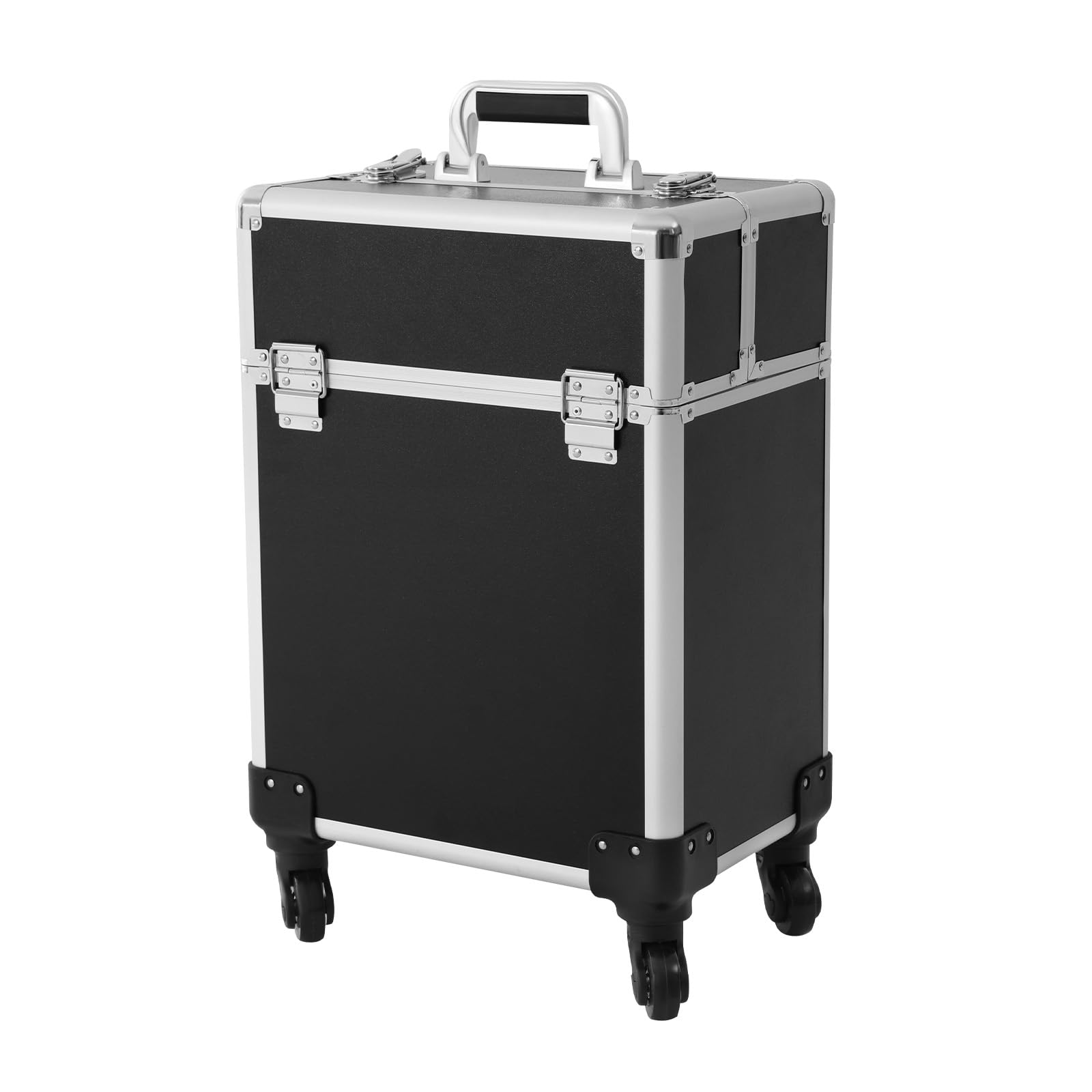 Valigetta per cosmetici, trolley per trucchi, trolley professionale, richiudibile con chiave, 4 ruote, manico telescopico, per truccatori, studio di viaggio, salone, 34 x 24 x 47 cm