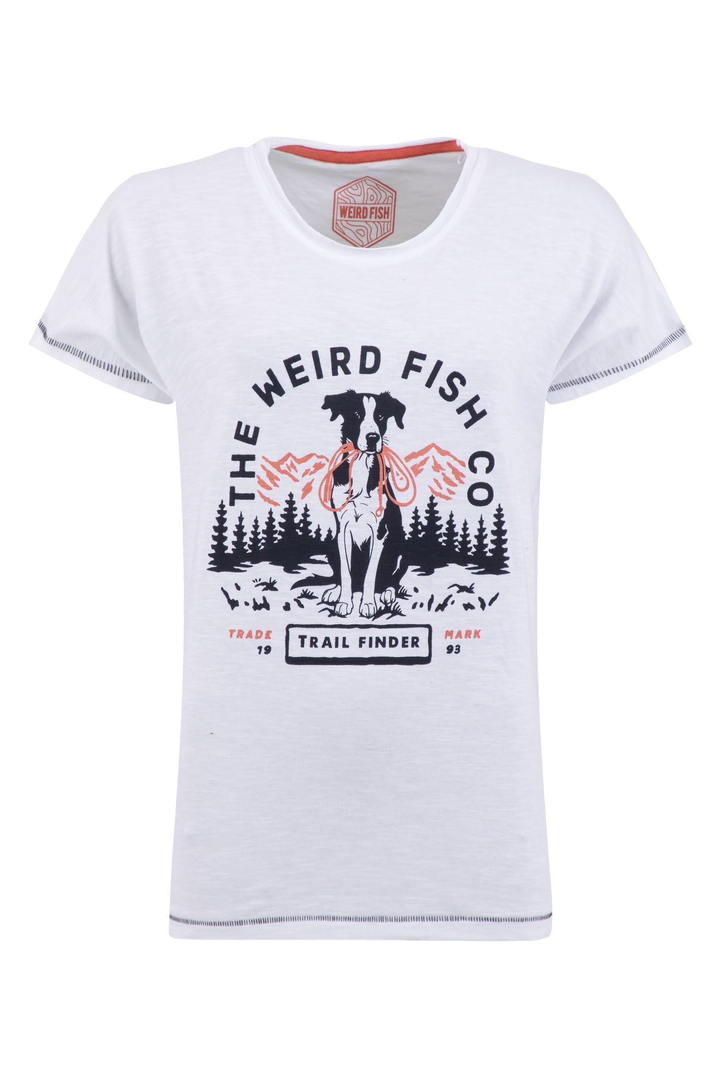 Weird Fish Women's Trail Finder Front Print Graphic T-Shirt in White | Size: 20
