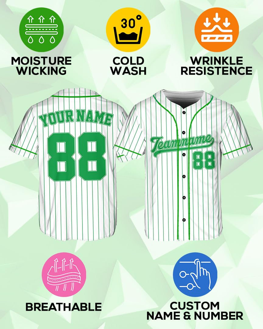 Custom Stripe Baseball Jerseys - Personalized Pinstripe Softball Shirts for Men, Women, Boys, and Girls - Customized Team Uniforms for Sports Fans, Teams, Events, Gifts - Add Your Name, Number, Logo