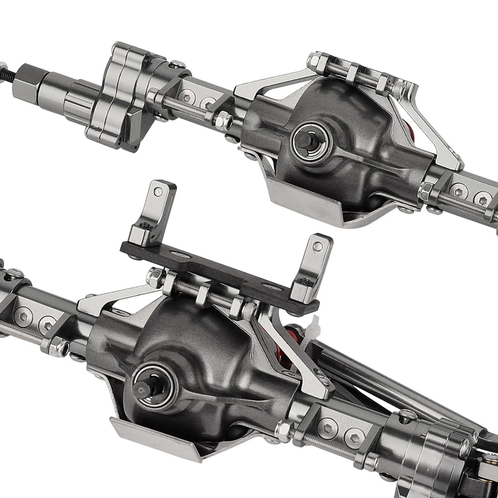 Pothyes Aluminum Front & Rear Portal Axles for Axial SCX10 & SCX10 II 1/10 RC Crawler Car Axle Set Metal Upgrades Part (Titanium)