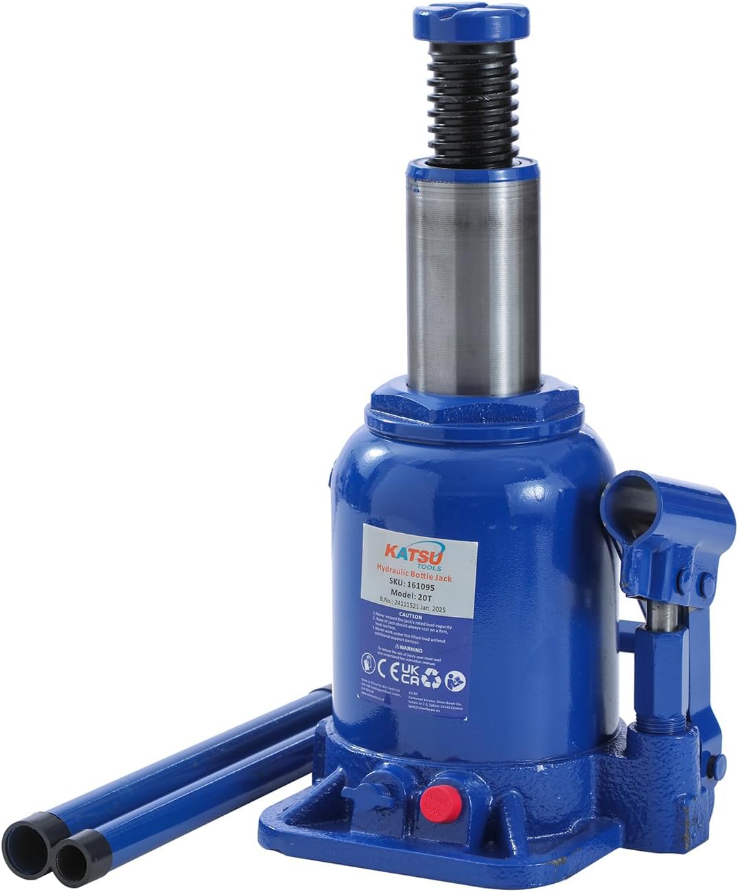 KATSU Tools Low Profile Stubby Hydraulic Bottle Jack 20 Ton Heavy Duty Lifting Jack for Auto Repair Vehicle Maintenance 161095
