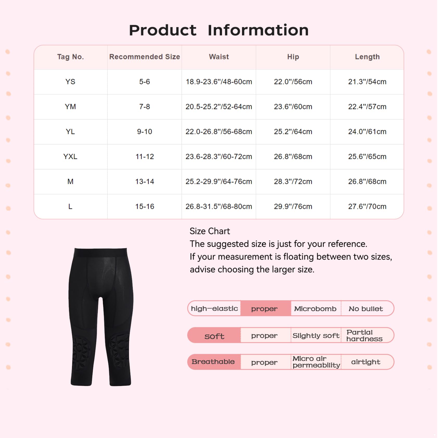 Jhaoyu Leggings corti sportivi per bambini e ragazzi, con ginocchiere