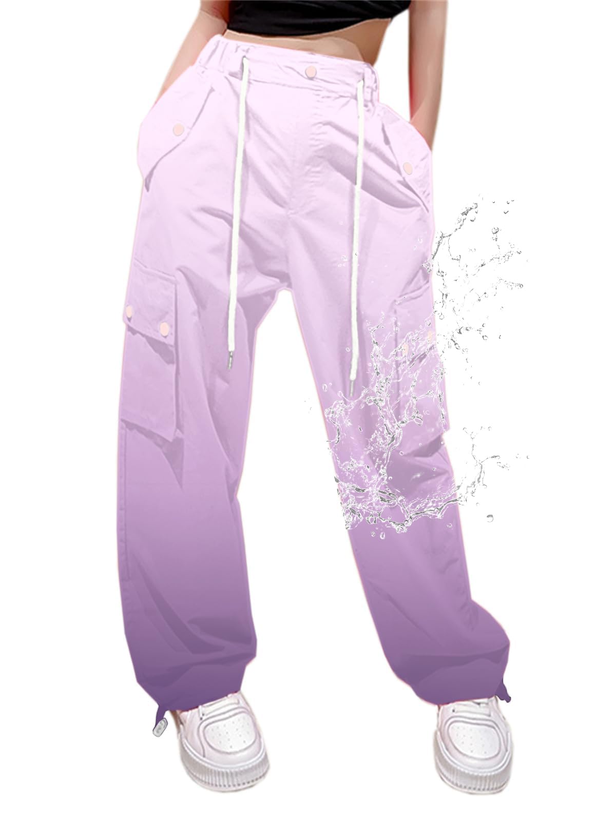 Cromoncent Girls &amp; Women Parachute Cargo Pants, 6Years-3XL