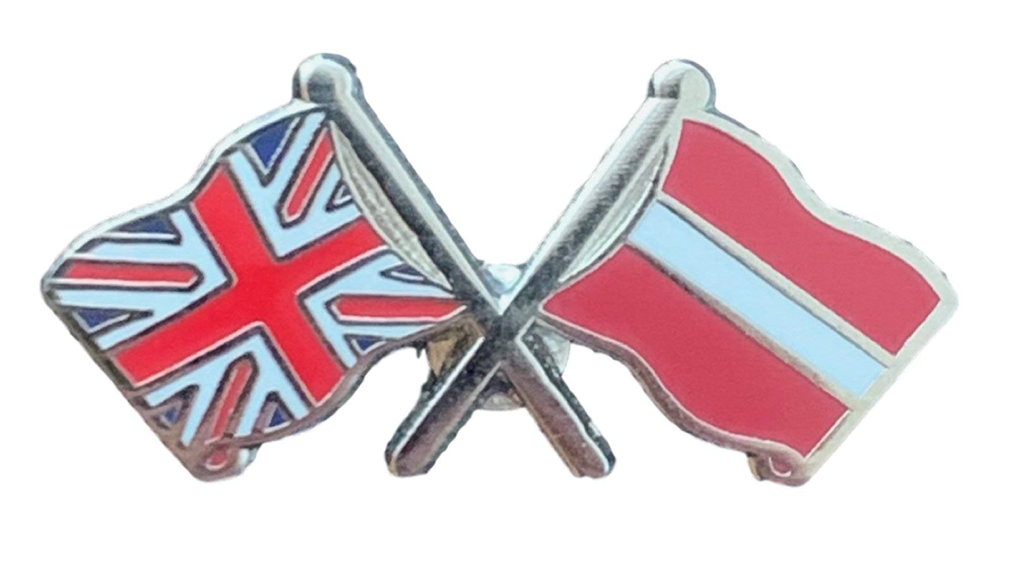 Union Jack & Latvia Flags Friendship Courtesy enamel Lapel Pin Badge T1233