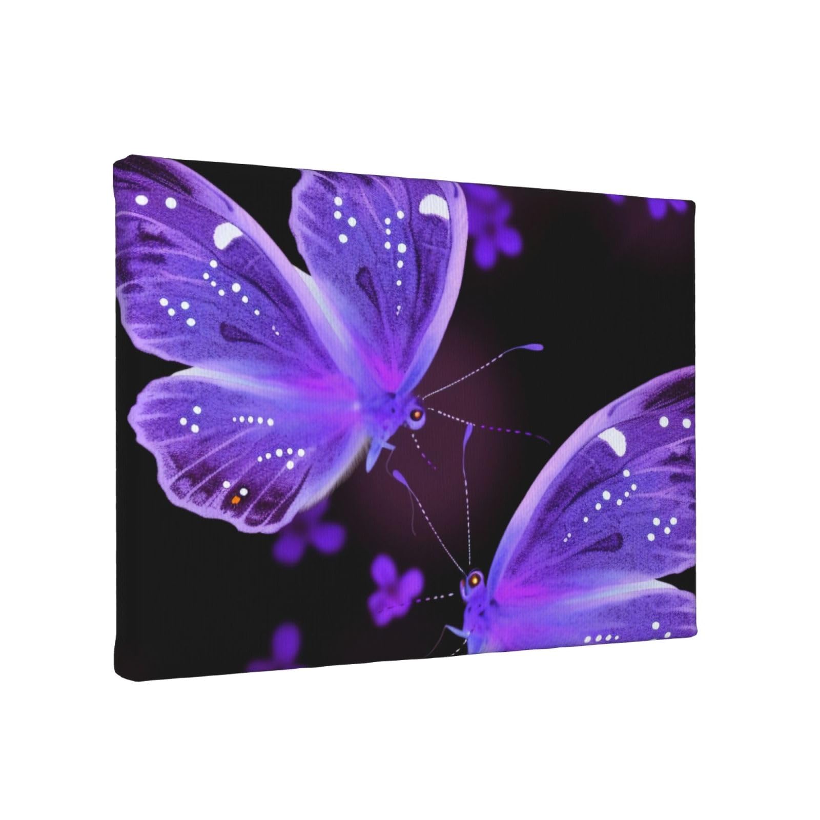 YKLJG Beautiful purple butterfly Printed Wall Art Canvas Painting 30x20 CM Wooden Framed Picture Painting Artwork Prints for Bedroom Kitchen Home Office Decor