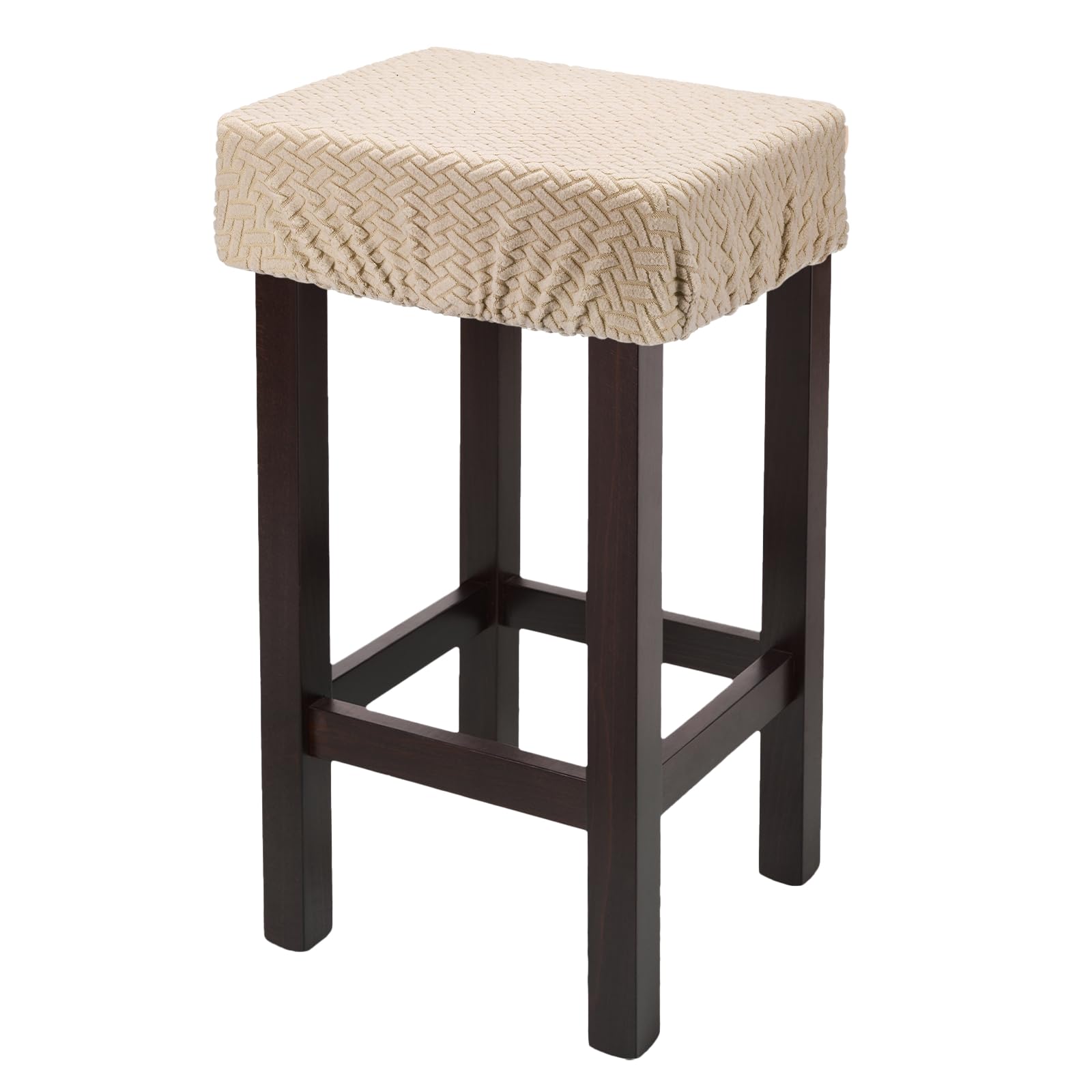 sourcing map 1 Pcs Seat Covers for Dining Chairs, Bar Stool Covers Stretch Chair Seat Protector Waterproof Saddle Stools Slipcover with Elastic Band for Kitchen Bar, Diagonal Weave Sand