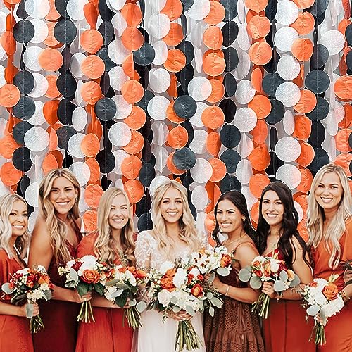 Image of 192 Ft Orange Black White Party Decorations Polka Dots Garland Streamer Backdrop for Halloween Fall Autumn Graduation Birthday Baby Shower Wedding Engagement Bachelorette Bridal Shower Party Supplies