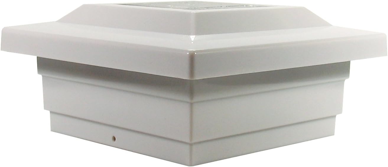Solar Post Cap Light Mount 5x5 inch White Low Profile with 4 SMD LEDs