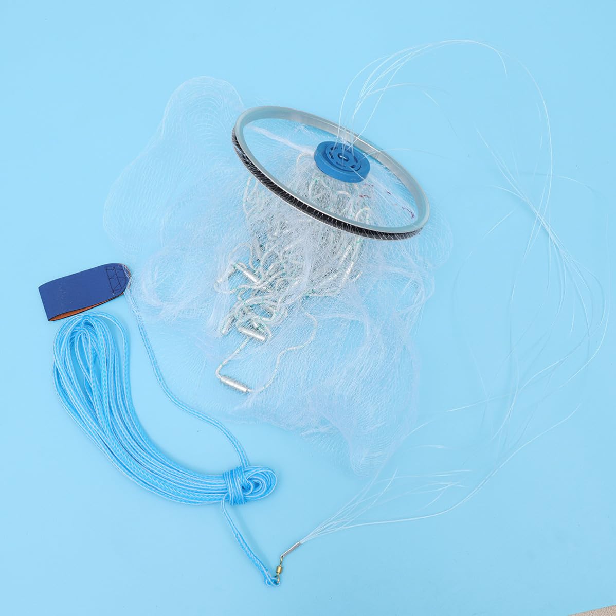 Angoily Rete da Pesca Portatile in Nailon Pieghevole per Cattura Granchi e Gamberetti per Acqua Dolci e Salate Blu Colore Casuale