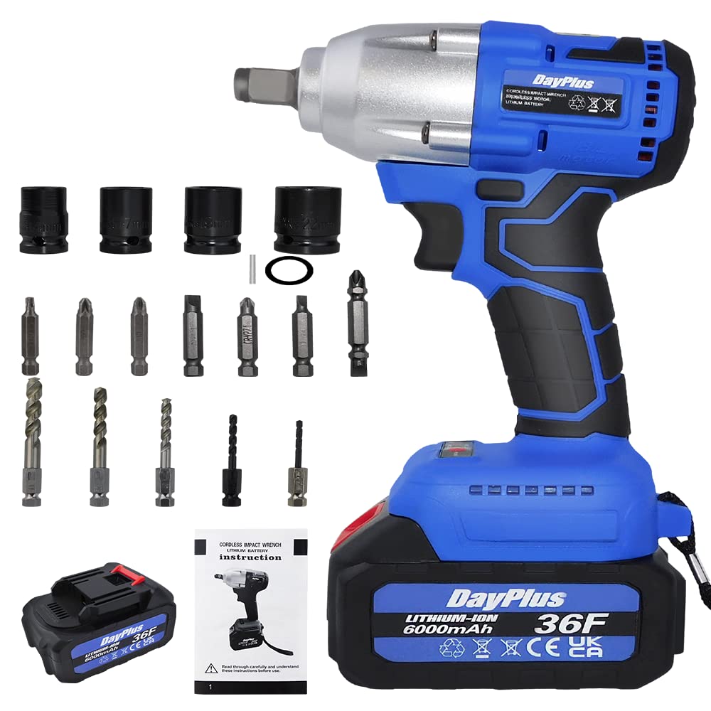 Atornillador de impacto con batería sin escobillas, 21 V 3200 rpm, con cargador de batería, destornillador de impacto, taladro, atornillador de impacto eléctrico para tuercas de rueda de coche
