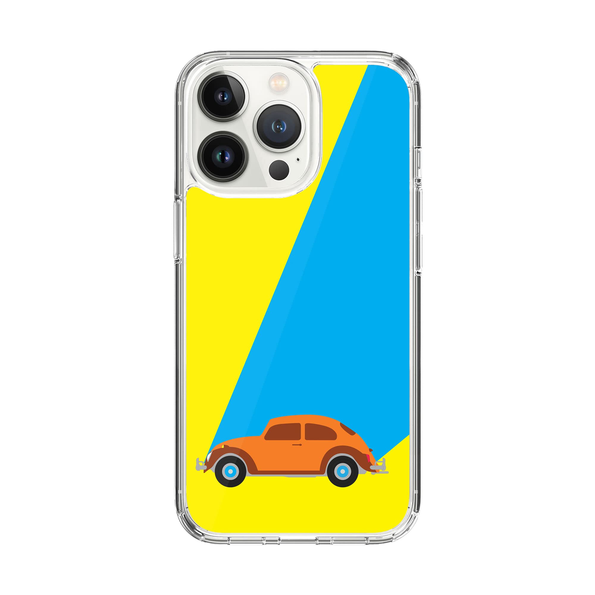 Stylizedd Classic Clear Compatible With iPhone 15 Pro, Hybrid Soft Case Flexible Edges Anti Drop TPU PC Gel Thin Transparent Cover - Retro Bug Yellow Full Print