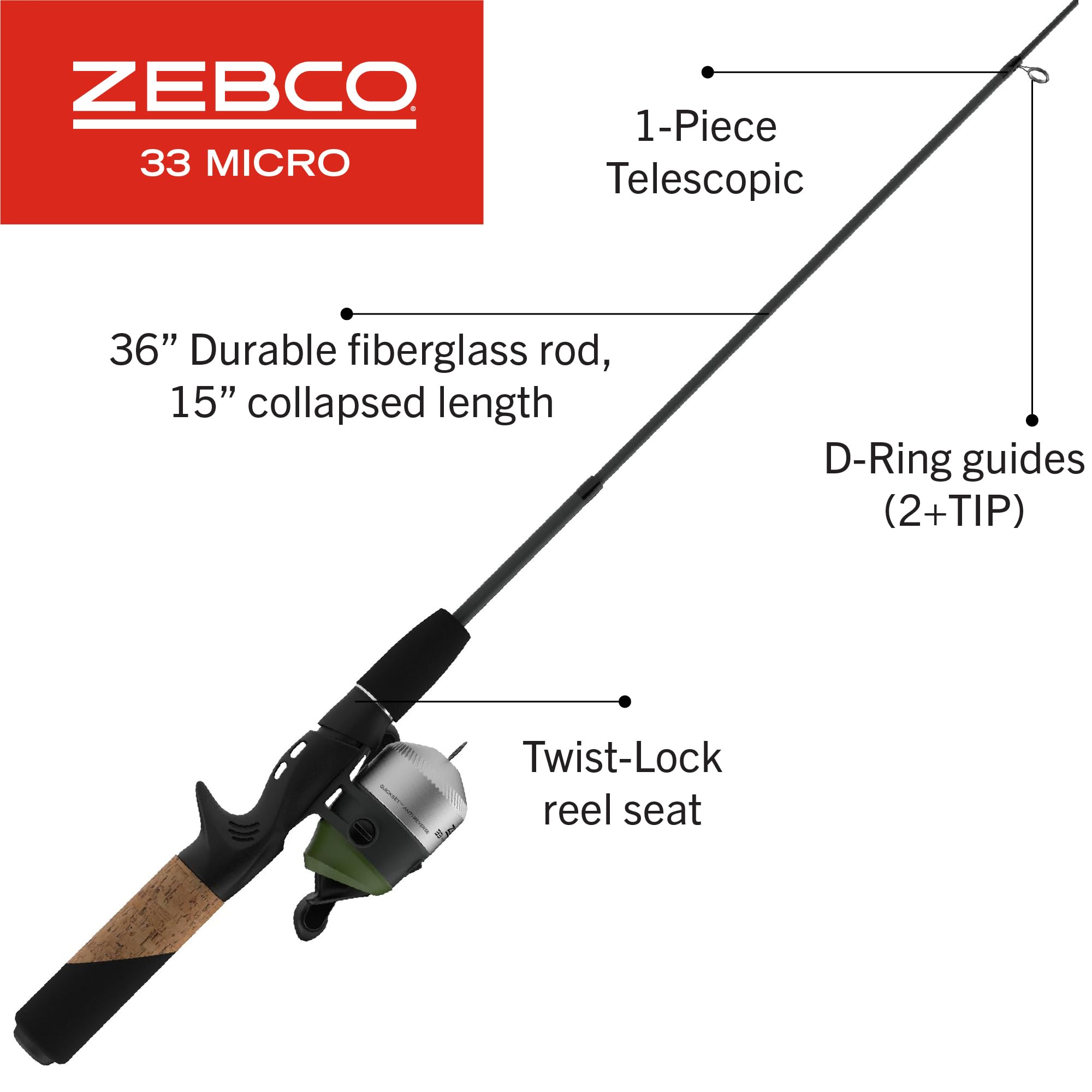 Amazon.com : Zebco 33 Micro Adventure Spincast Reel and Fishing