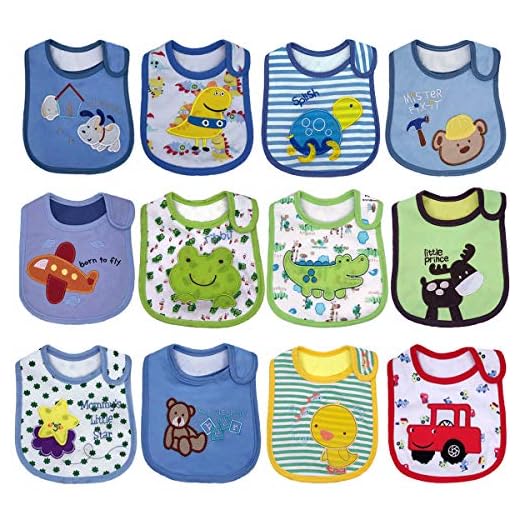 Yafane 12-pack baby haklappar vattentät lager absorberande bandana dregel haklappar bomull för pojkar flickor spädbarn småbarn 3-24 månader (pojke B)