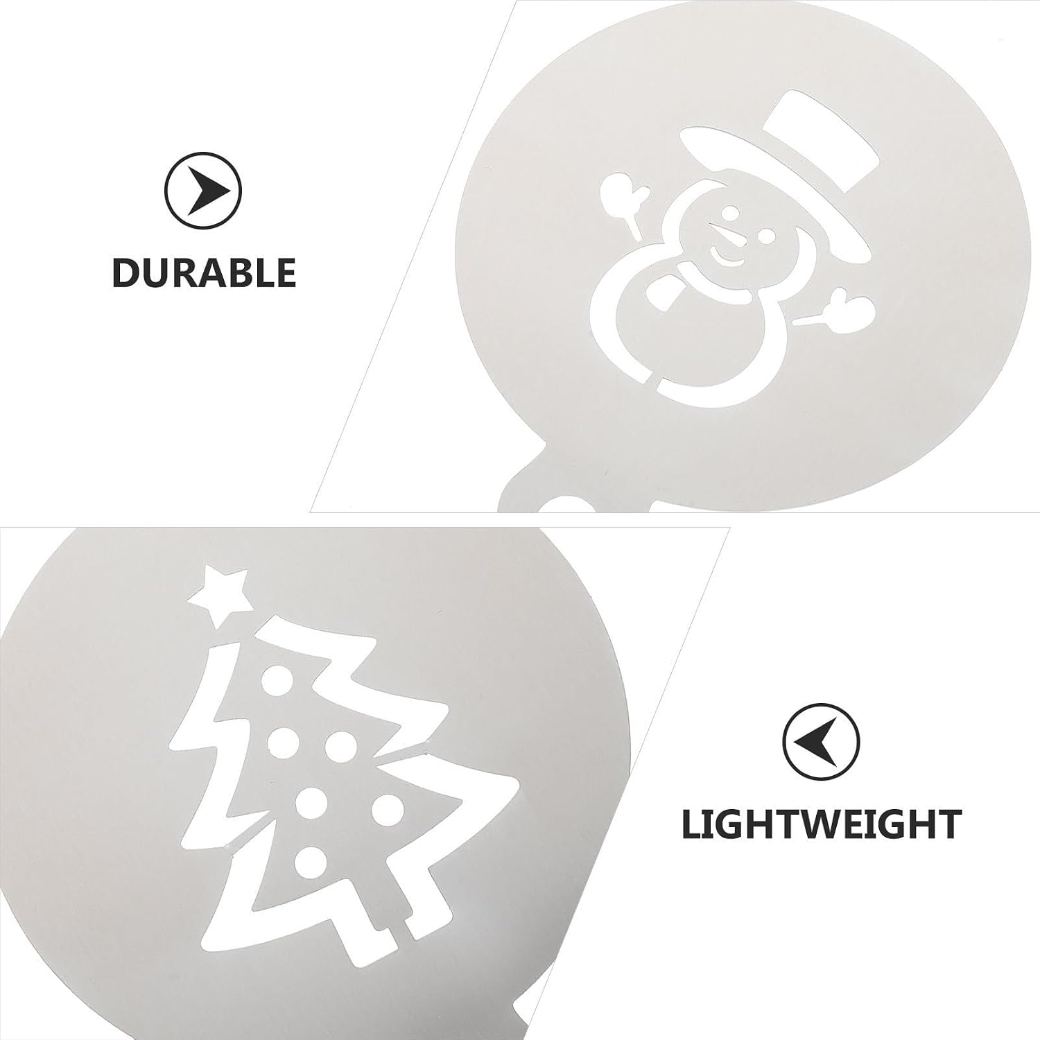 4 Pcs Stainless Steel Baking Stencils for Cakes and Breads, Creative and Easy to Use Coffee and Cake Decorating Templates, for Baking and Creating Christmas Atmosphere