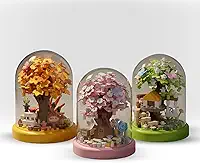 Mini Culpula na Árvore Infantil Brinquedo de Blocos de Montar Caixa de Exibição Quatro Estações (Verde)