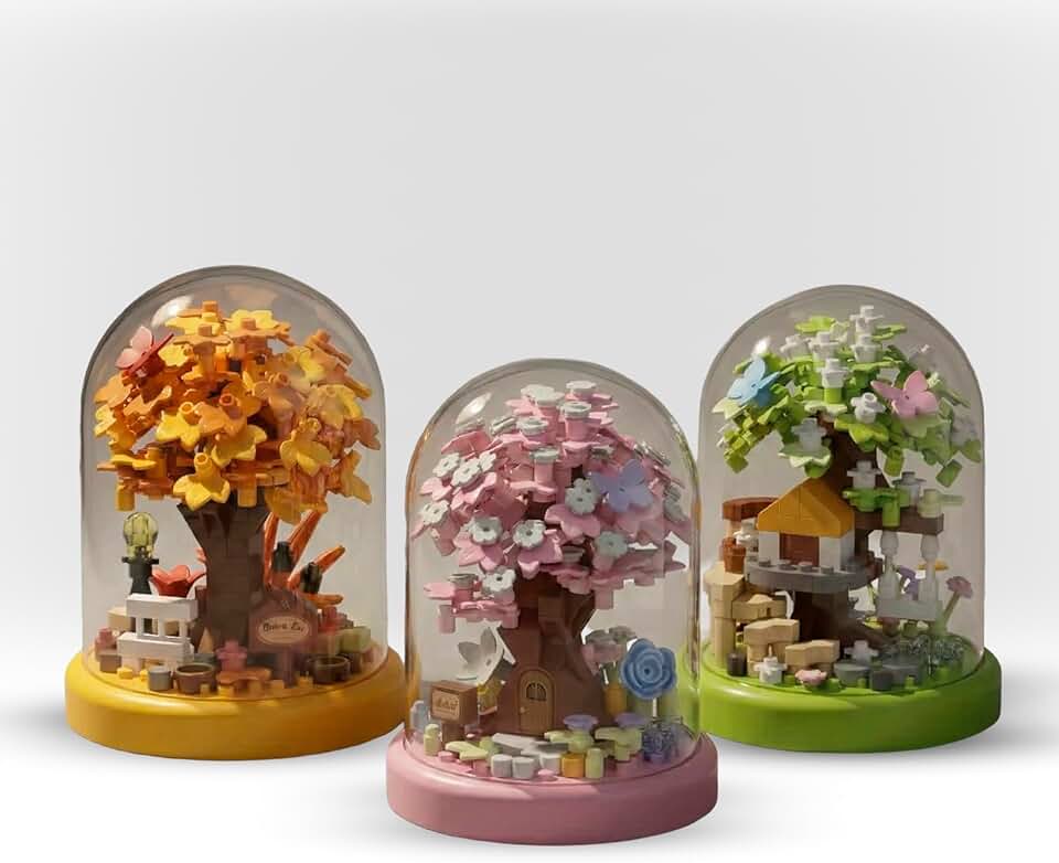 Mini Culpula na Árvore Infantil Brinquedo de Blocos de Montar Caixa de Exibição Quatro Estações (Verde)