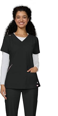 KOI Solis Womens Sari V-Neck 4 Pocket Scrub Top, 4-Way Stretch Ripstop Fabric