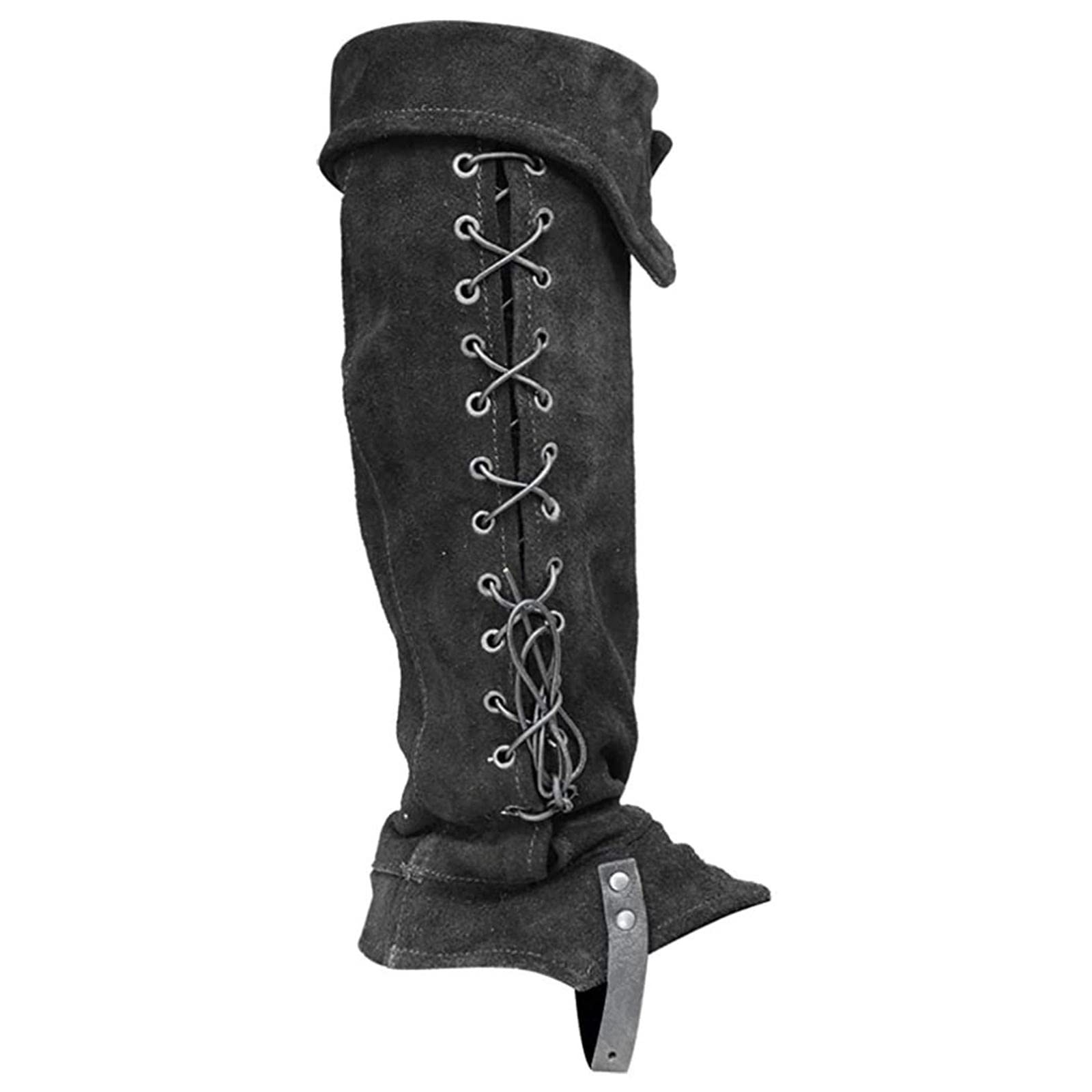 F Fityle Hommes Halloween Pirate Bottes en Givré Pirate Botte Tops Chaussures Couverture Deluxe Rétro Costume Médiéval, Couvre-Bottes De Cosplay pour Soirée à Thème, Convient à Plupart Hommes, Noir