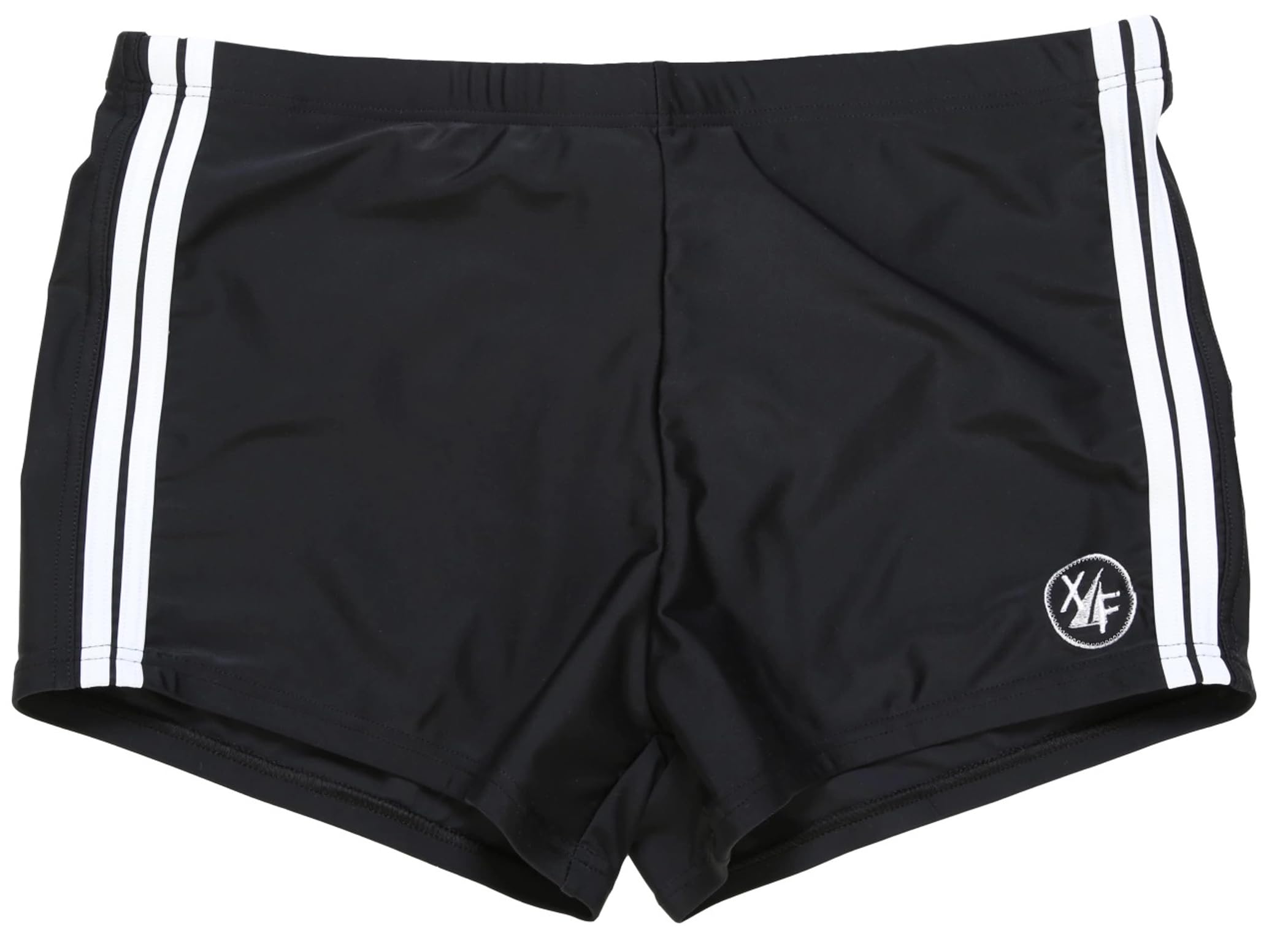 Costume da Bagno Uomo, Boxer Aderente con Strisce Laterali, Nero, Taglie Forti Fino 10XL