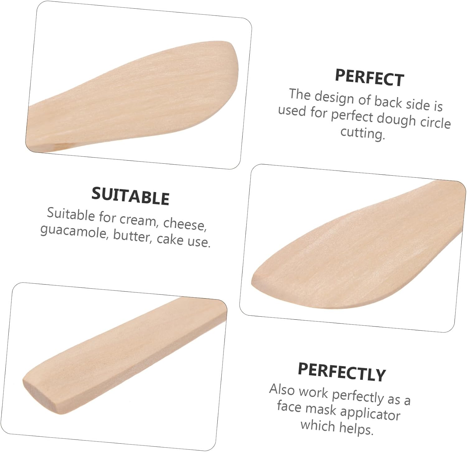 Luxshiny 20pcs Wooden Kitchen Utensils Jam Spreader Mask Spoon Spreaders for Slicing Spreading and Dough Cutting for Cheese and Butter