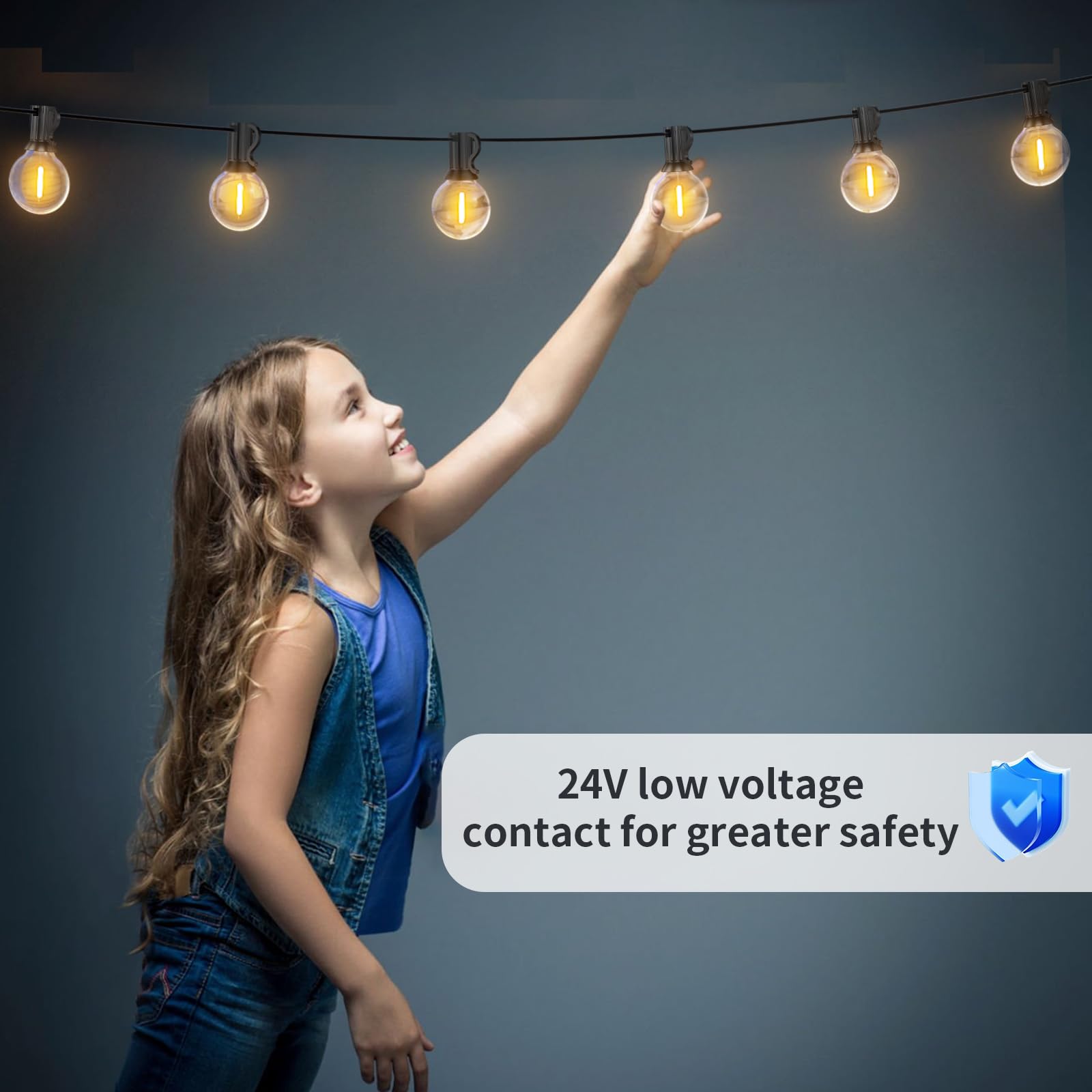 Miootly Catena Luminosa Esterno, 61M/200FT Luci da Esterno Giardino con 100+4 G40 Lampadine, IP45 Impermeabile Catena Luci Esterno e Interno per Giardino Natale Terrazzo, Matrimonio - Bianco Caldo