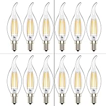E14 Led Candle Bulbs,Non Dimmable,SES C35 Small Edison Screw Light Bulb, 4W (40W Equivalent),Warm White 2700K, Pack of 12