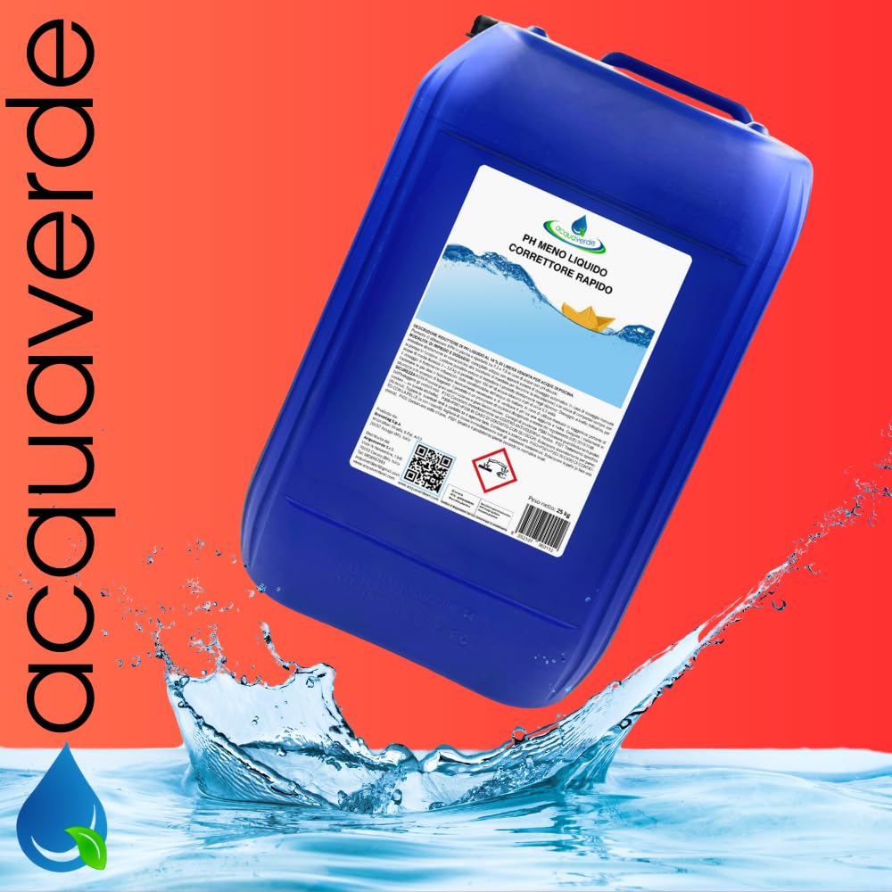 acquaverde | Ph - Meno Correttore Liquido, Regolatore e Abbattitore di Ph per Manutenzione Acqua di Piscina, Consigliato anche per Dosatori Automatici, 25 kg