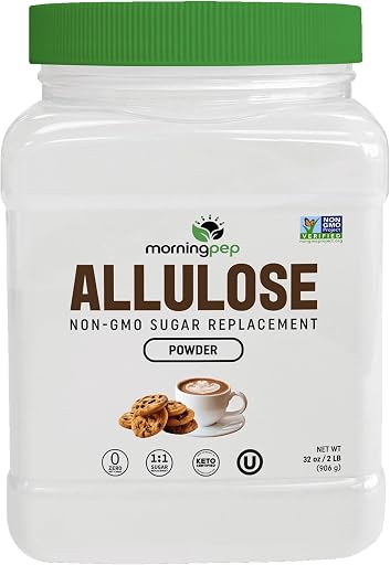 Morning Pep Allulose Sweetener 2 lb – Zero Calorie Sugar Alternative, 100% Pure, No Erythritol, Non-GMO Project Verified, Keto Certified, OU Kosher, No Fillers, Ideal for Baking and Beverages