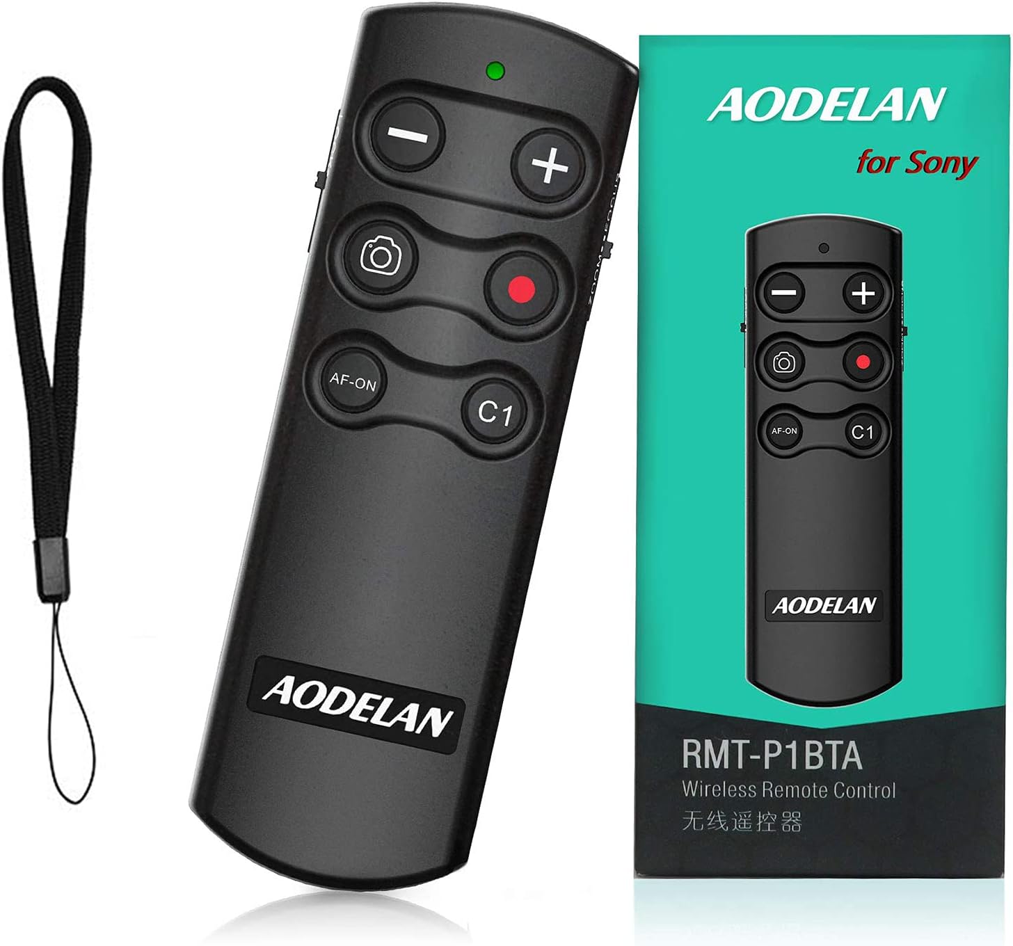 नाडीको पट्टा र प्याकेजिङ सहितको AODELAN RMT-P1BTA रिमोट