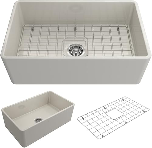 Miniatura 102 de BOCCHI Classico Farmhouse Delantal de arcilla refractaria delantera de 20 pulgadas. Fregadero de cocina de un solo tazón con rejilla inferior Café