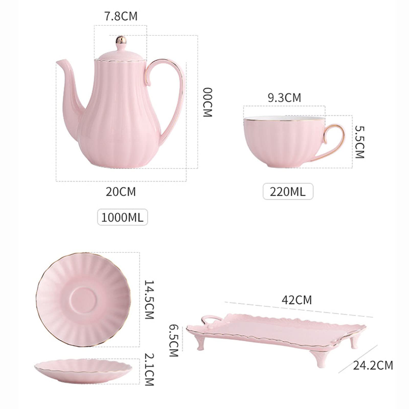 Nowoczesny Zestaw Do Herbaty Z Czajniczkiem, Porcelanowe Zestawy Do Herbaty Dla Dorosłych, Filiżanki Do Kawy Z Tacką I Łyżeczkami Do Użytku Domowego