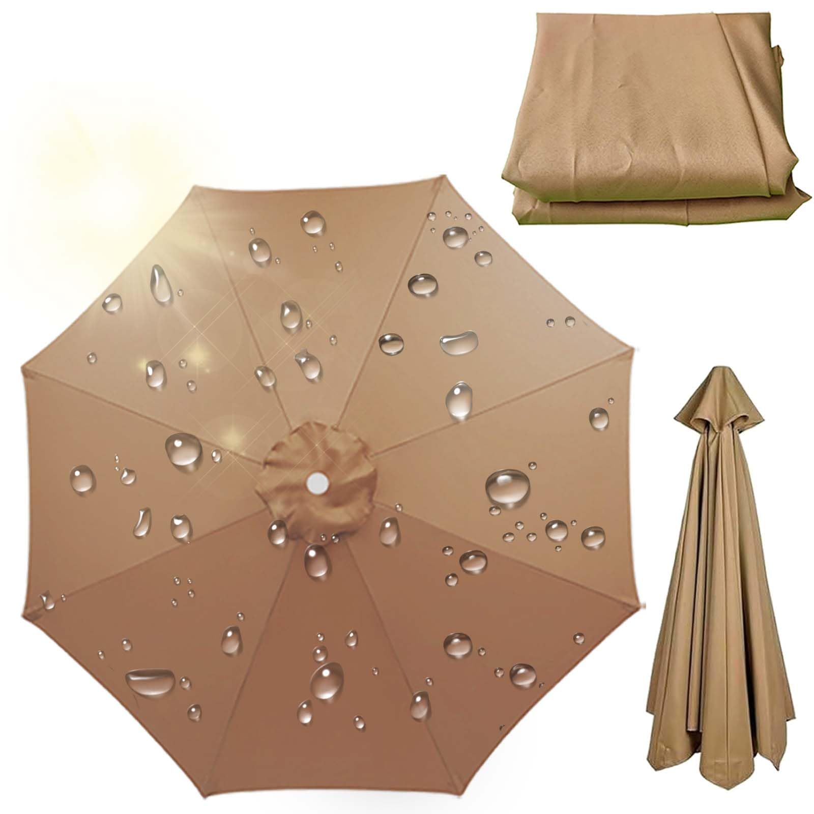 Telo di Ricambio per Ombrellone 8 Stecche 4m Impermeabile Protezione UV (Khaki)