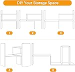 Desktop Organizer Office Storage Rack, Adjustable Bookshelf Display Shelf, Versatility Office Supplies Desk Organizer, Free Style Expandable Desktop Bookcase Stand Shelf (White)